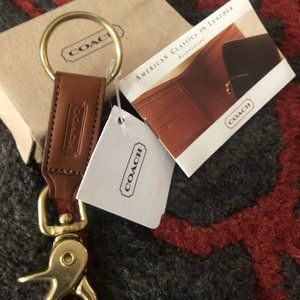 NWT & Box Coach British Tan Trigger Snap Key Fob